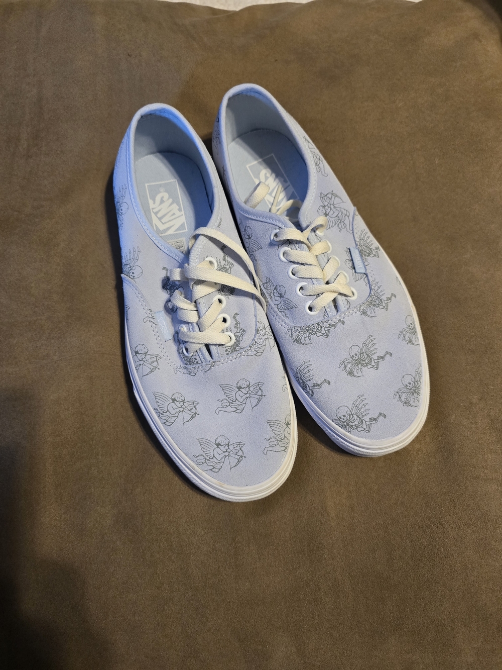 Vans Pale Blue Canvas Sneakers with Cherub Print